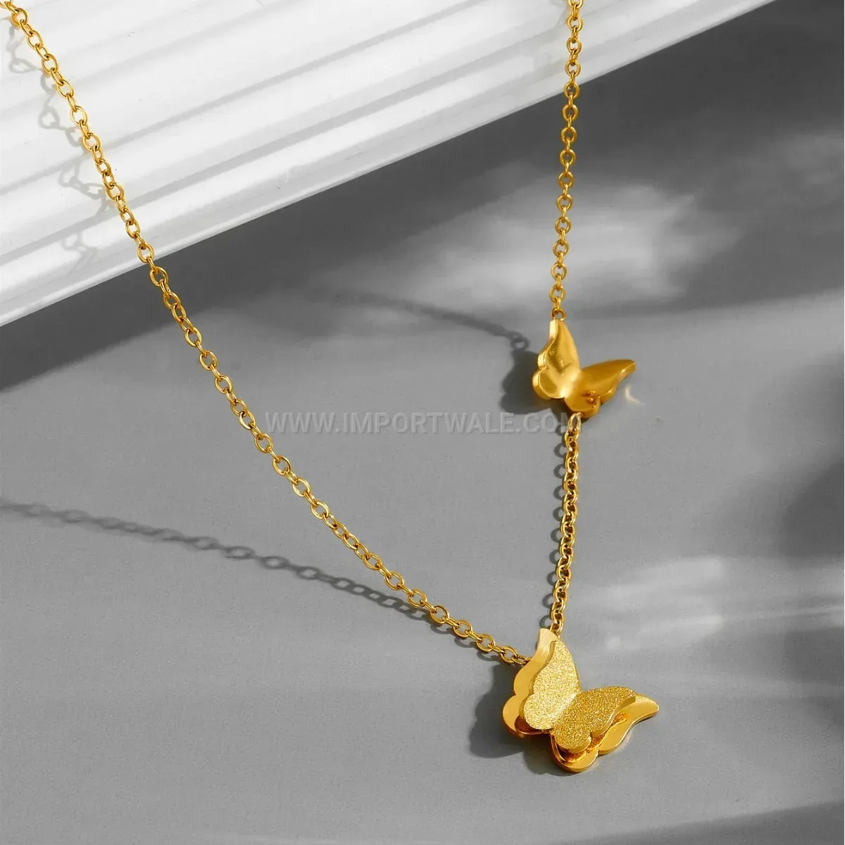 Frosted Butterfly Titanium Steel Jewelry Collection
