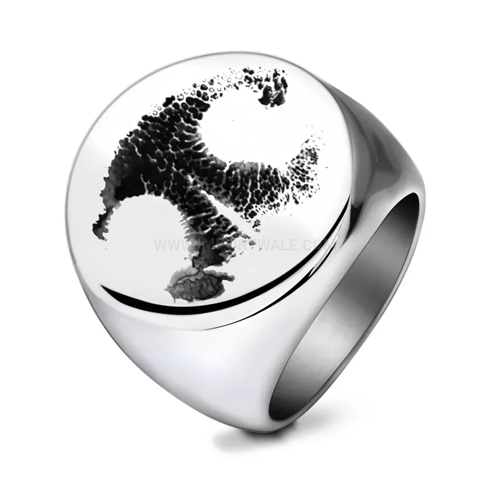 Classic Abstract Laser Engraved Stainless Steel Punk Signet Ring