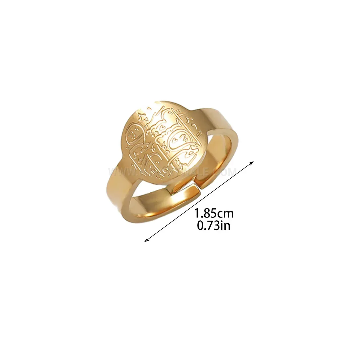 Adjustable Waterproof Stainless Steel Arabic Calligraphy Ring