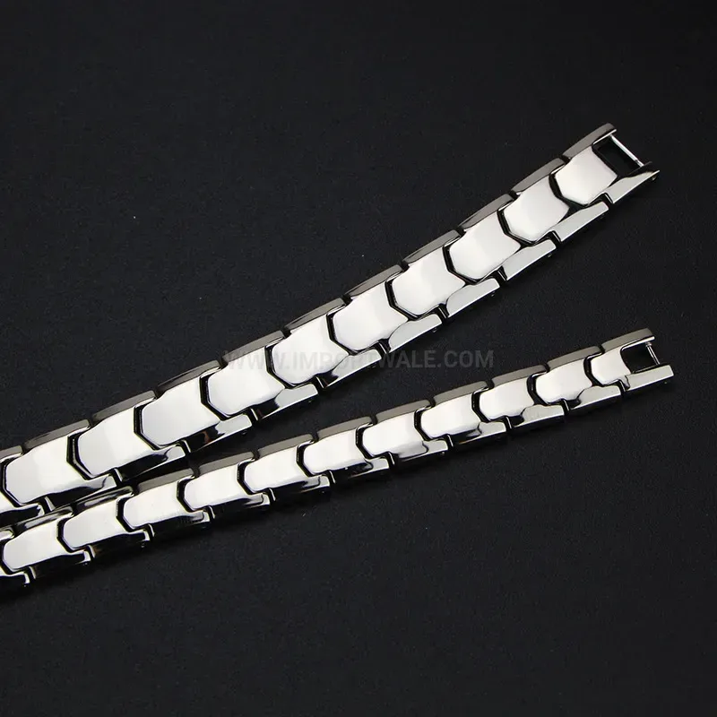 Classic Sleek Titanium Germanium Magnetic Couple Link Bracelet
