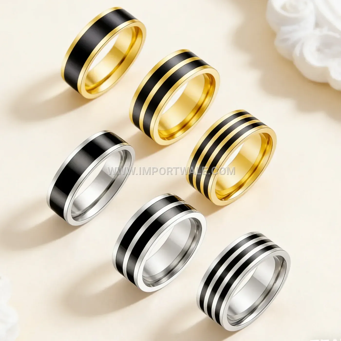 Geometric Black Drip Oil Stainless Steel Band Ring