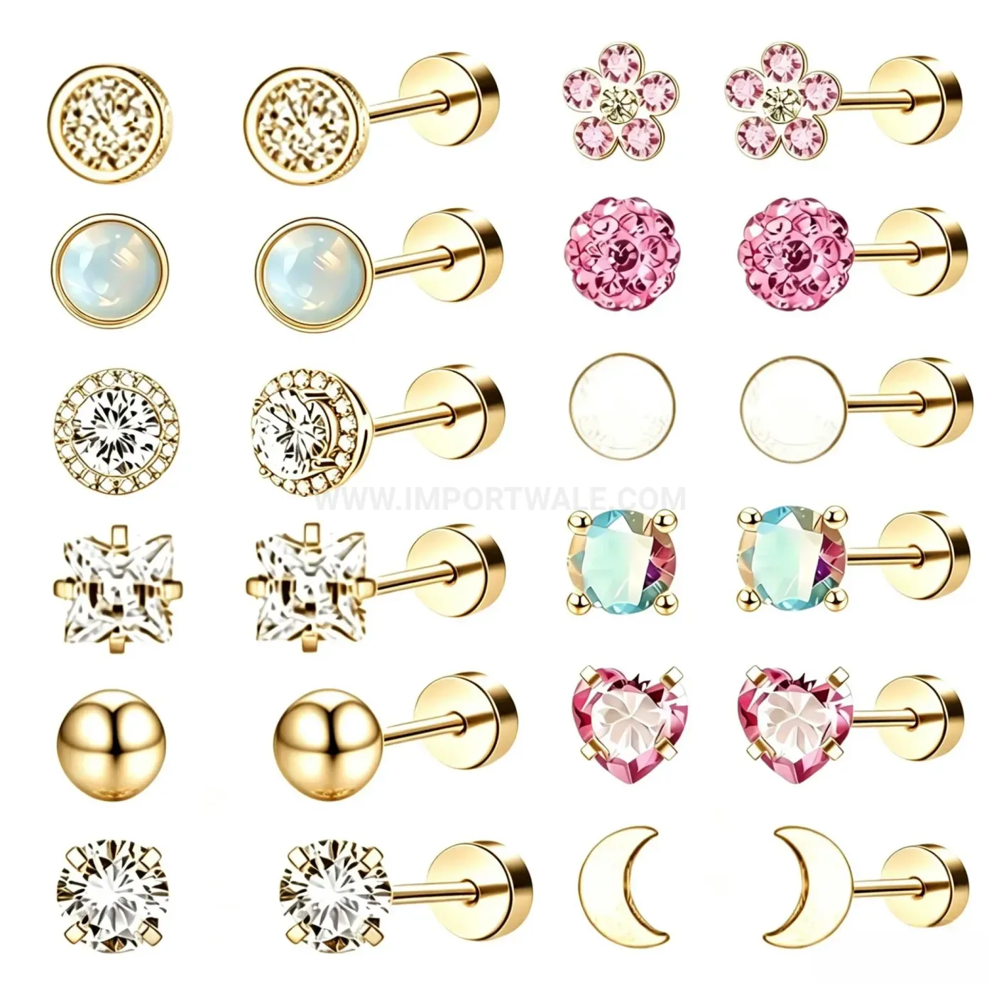 Designer Colorful Crystal Stainless Steel Cartilage Piercing Stud
