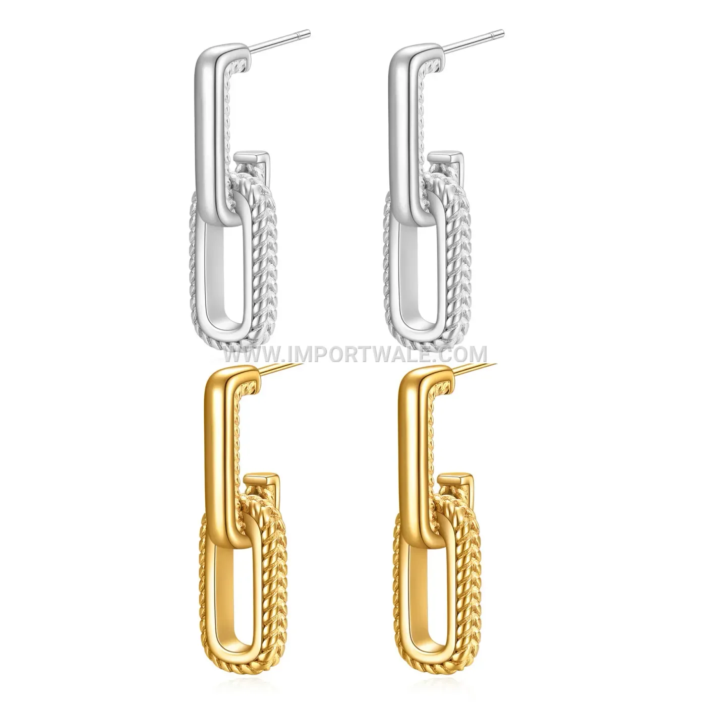 Textured Vintage Stainless Steel Geometric Earrings