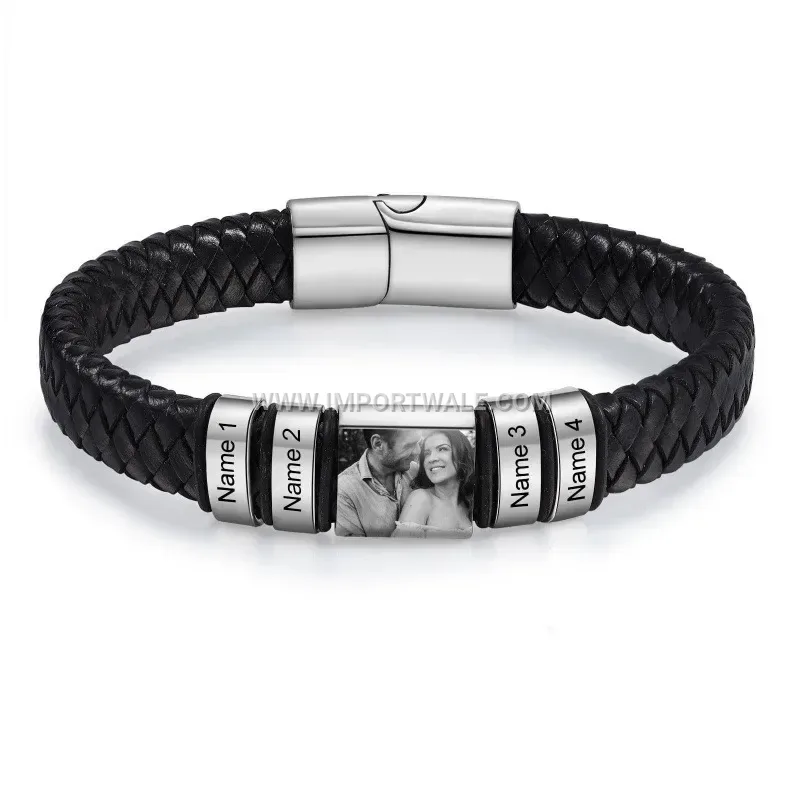 Business Style Braided Leather Magnetic Clasp Bracelet