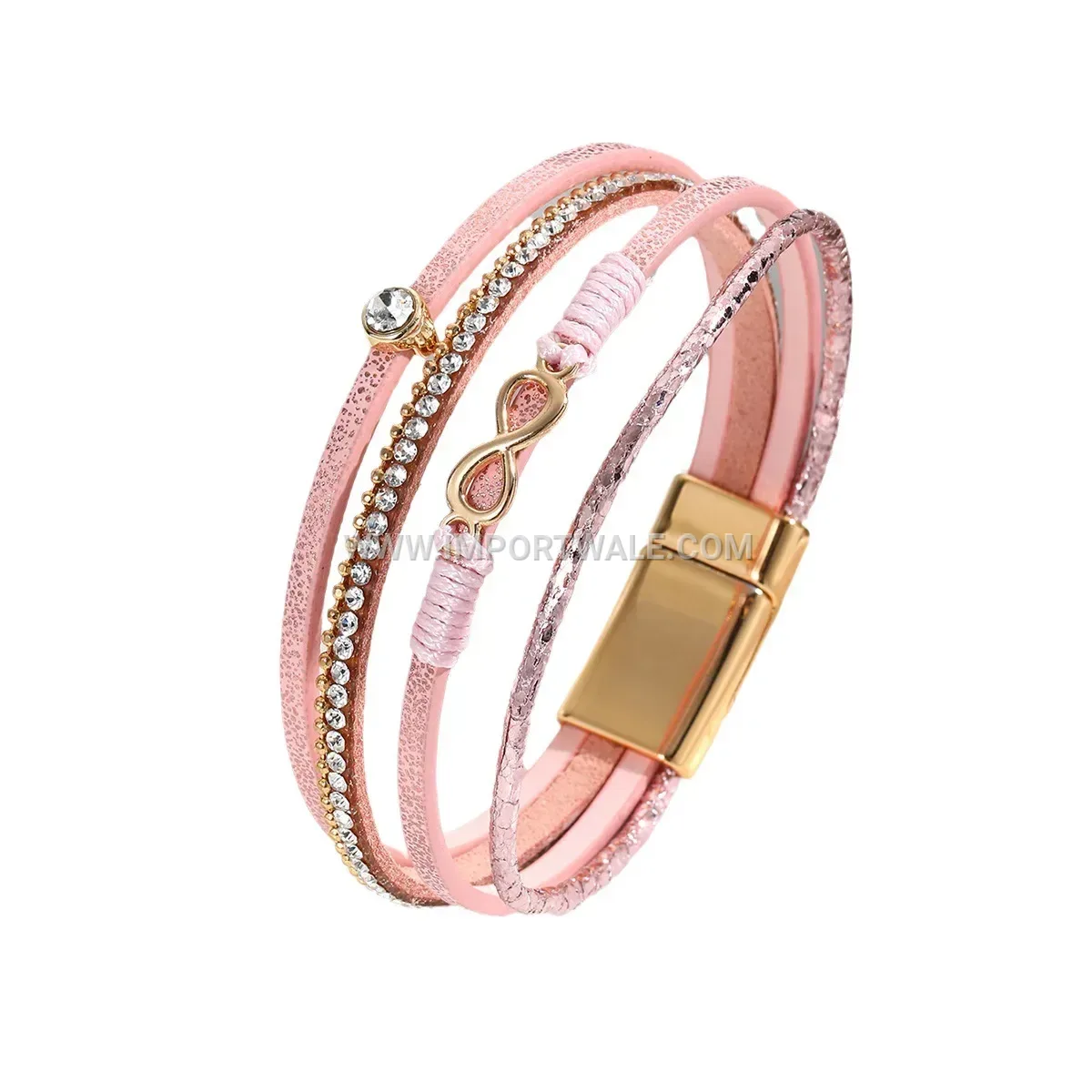 Bohemian Infinity Symbol Braided Faux Leather Rhinestone Bracelet