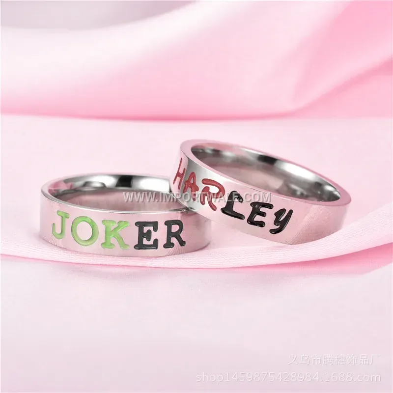 Engraved Stainless Steel Engraved Character Couple Ring