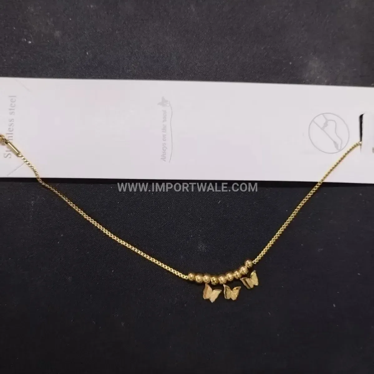Frosted Butterfly Stainless Steel Anklet