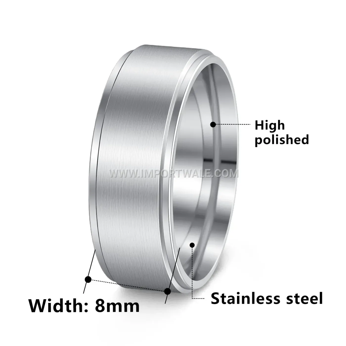Minimalist Matte Stainless Steel Plain Band Ring
