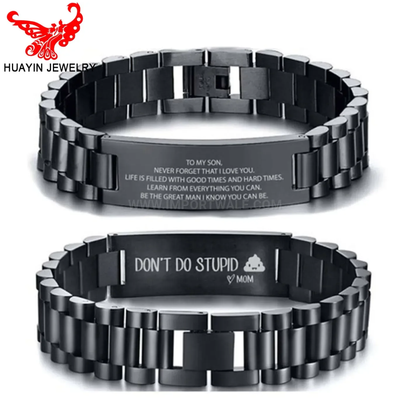 Stylish Men Titanium Steel Engraved Bio Magnetic Bracelet