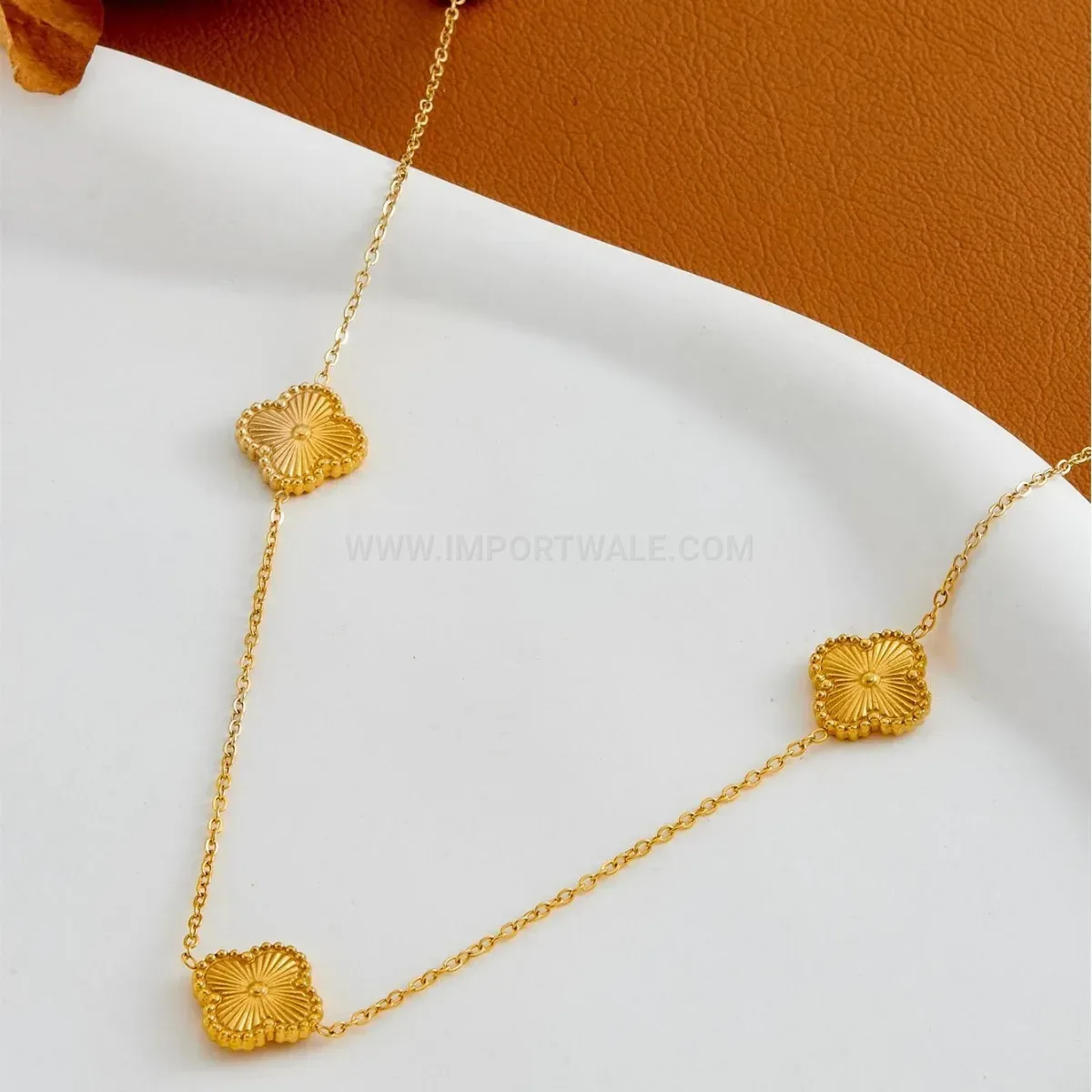 Classic Five Clover Charm Electroplated Stainless Steel Clavicle Necklace