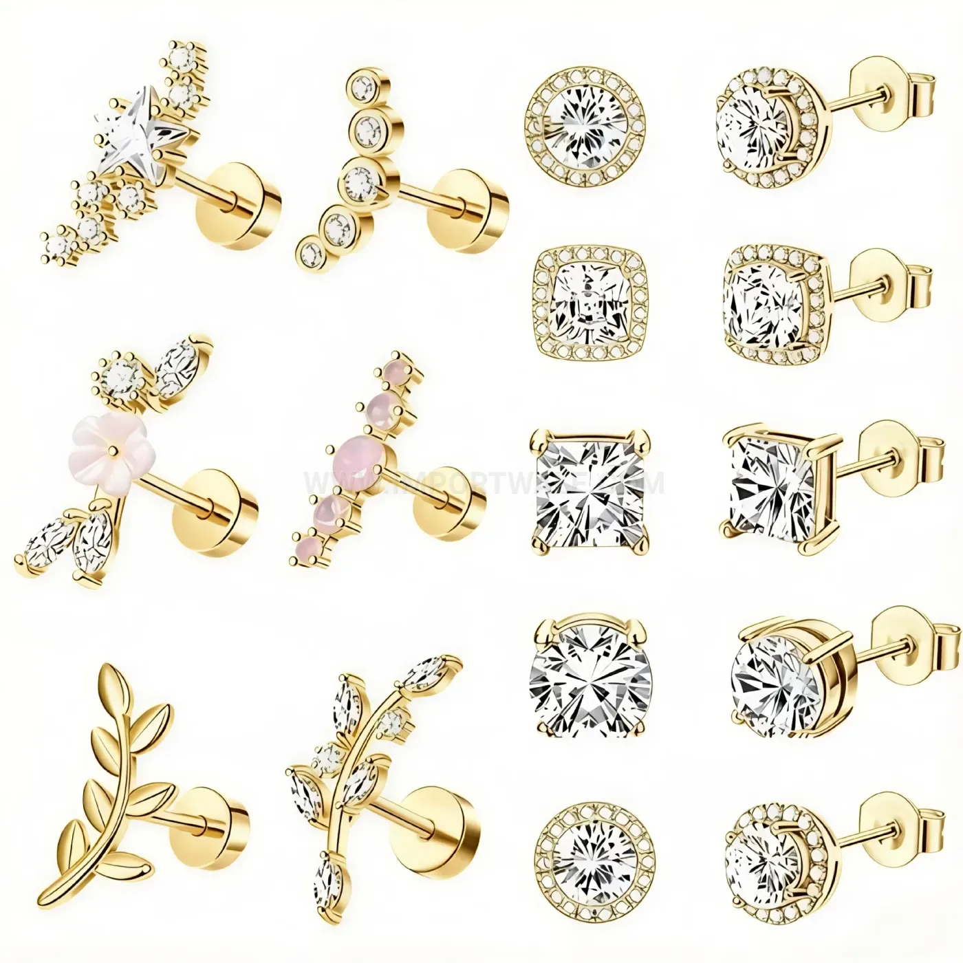 Fashion Delicate Cubic Zirconia Stainless Steel Cartilage Piercing Studs