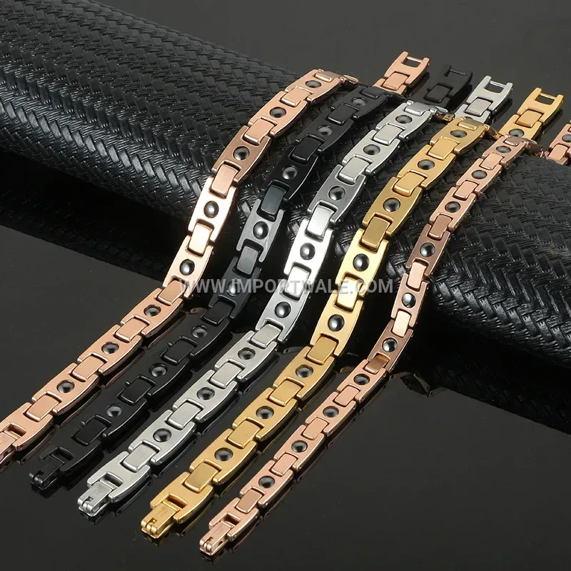 Geometric Pyramid Stainless Steel Magnetic Therapy Bracelet