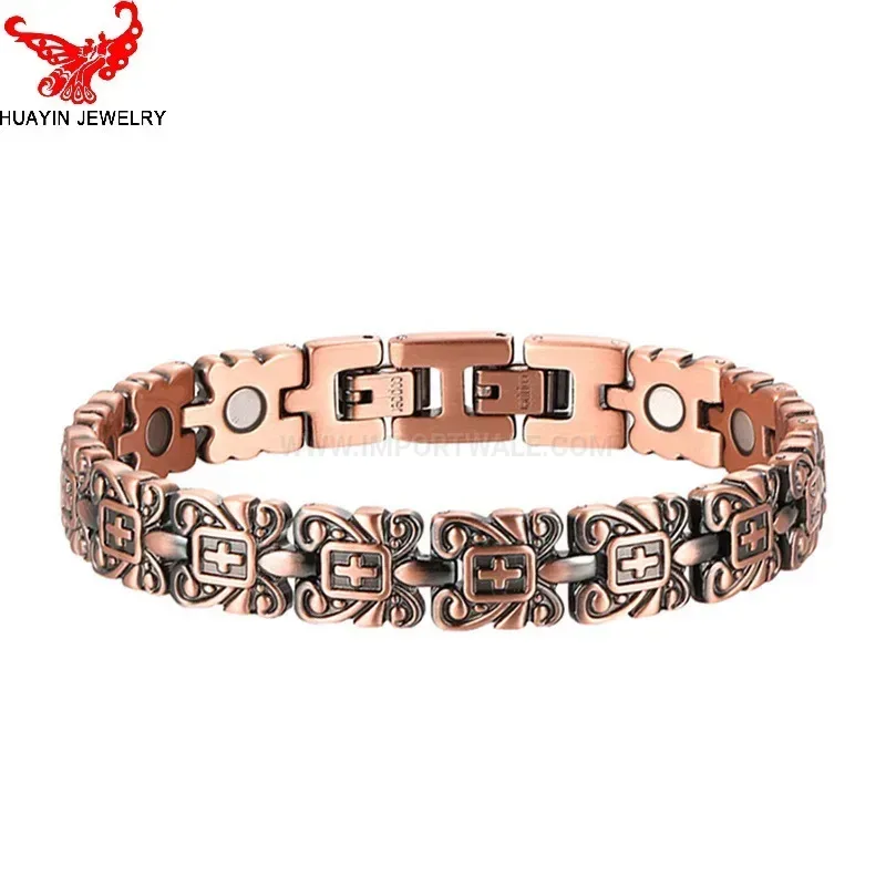 Fashion Vintage Electroplated Pure Copper Cross Bio Magnetic Bracelet