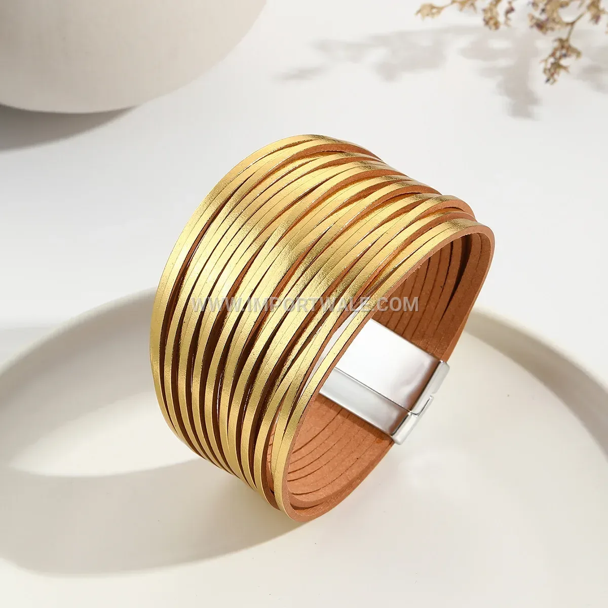 Multi-Strand Gradient PU Leather Magnetic Clasp Bracelet