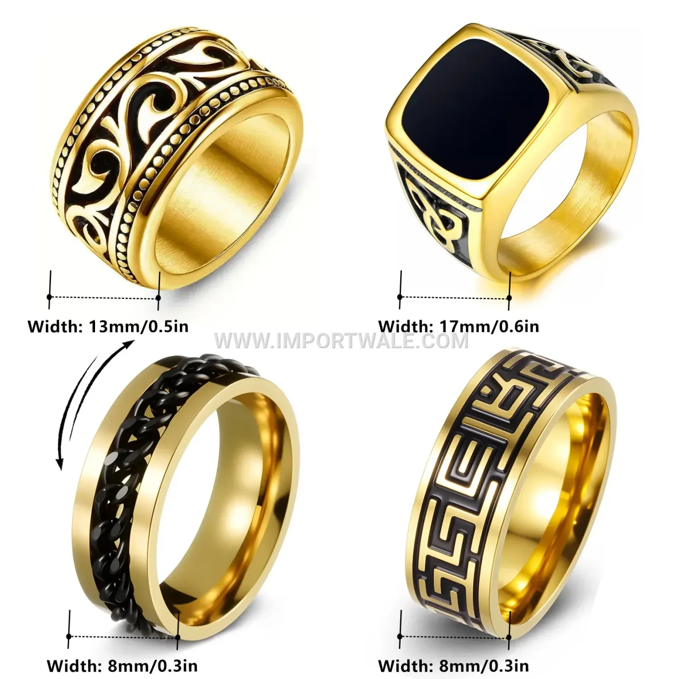 Vintage Punk Decompression Stainless Steel Ring Set