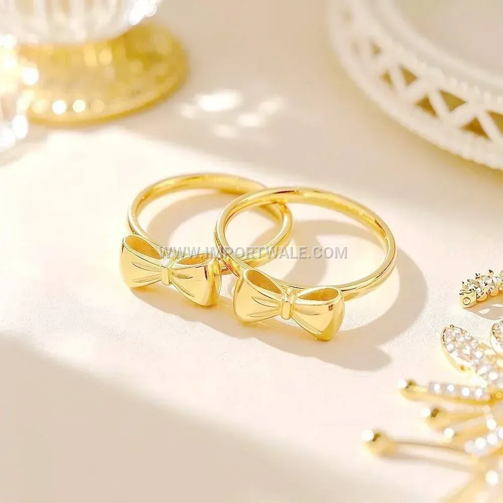 Slender Bow Knot Stainless Steel Band Ring