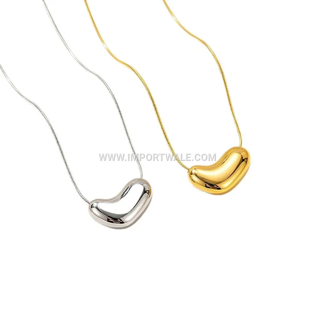 Heart Water Drop Stainless Steel Pendant Snake Chain Necklace