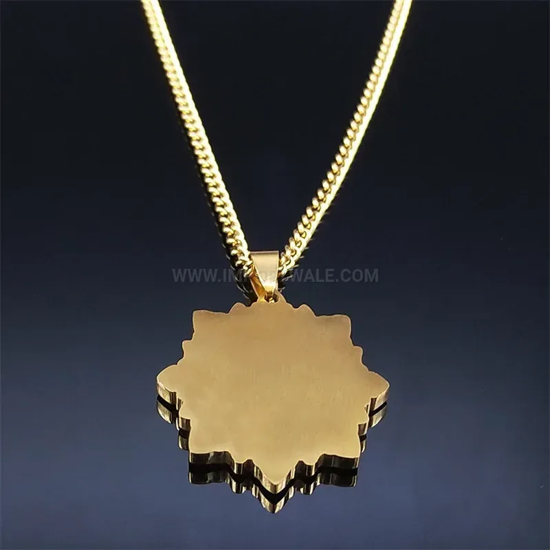 Gold Plated Stainless Steel Arabic Calligraphy Zircon Pendant Necklaces