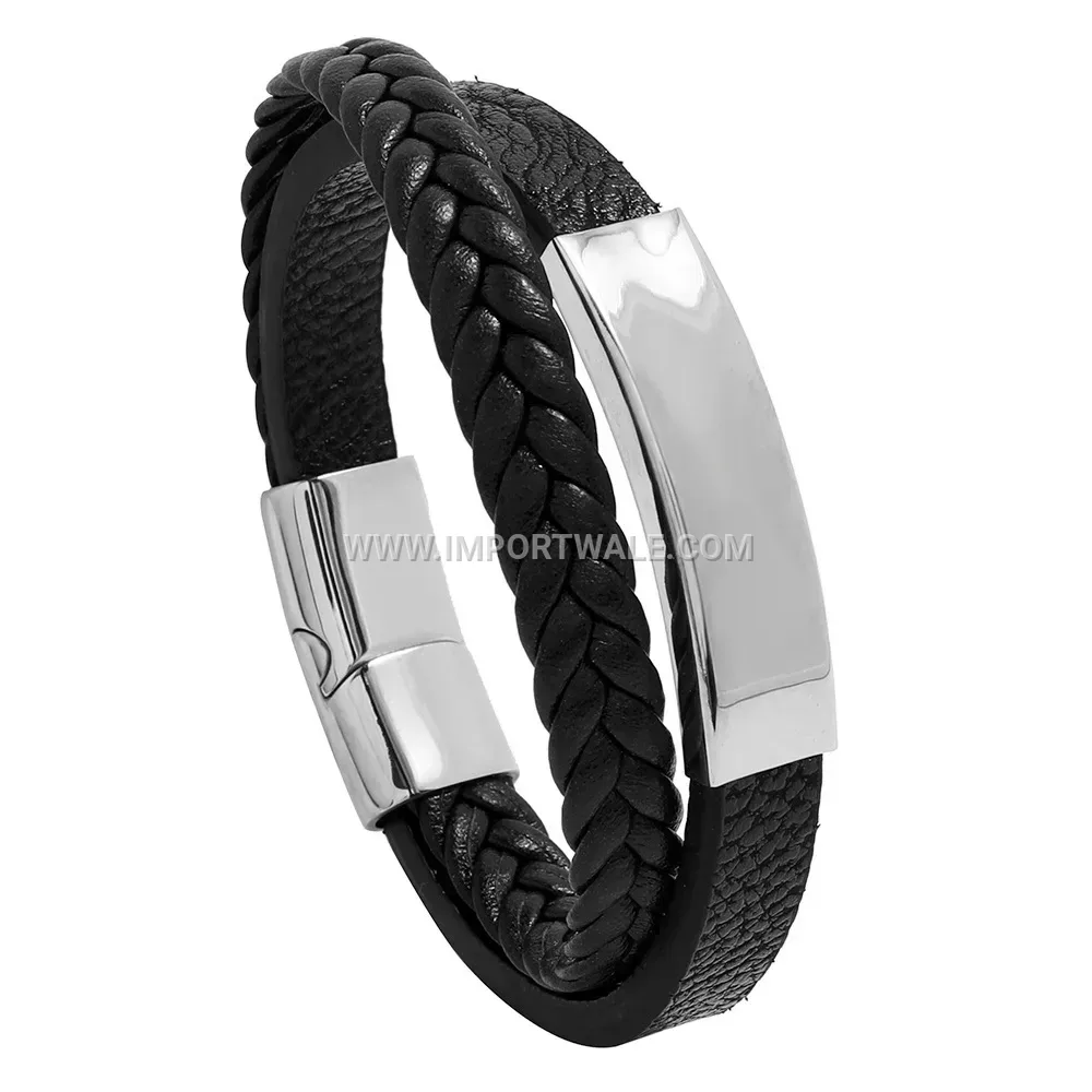 Retro Braided Leather Wristband With Clasp