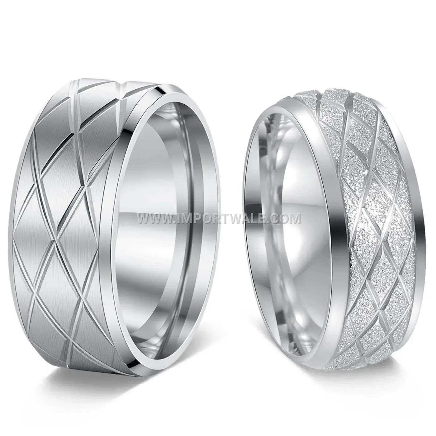 Crown Engraved Stainless Steel Matching Couple Band Ring