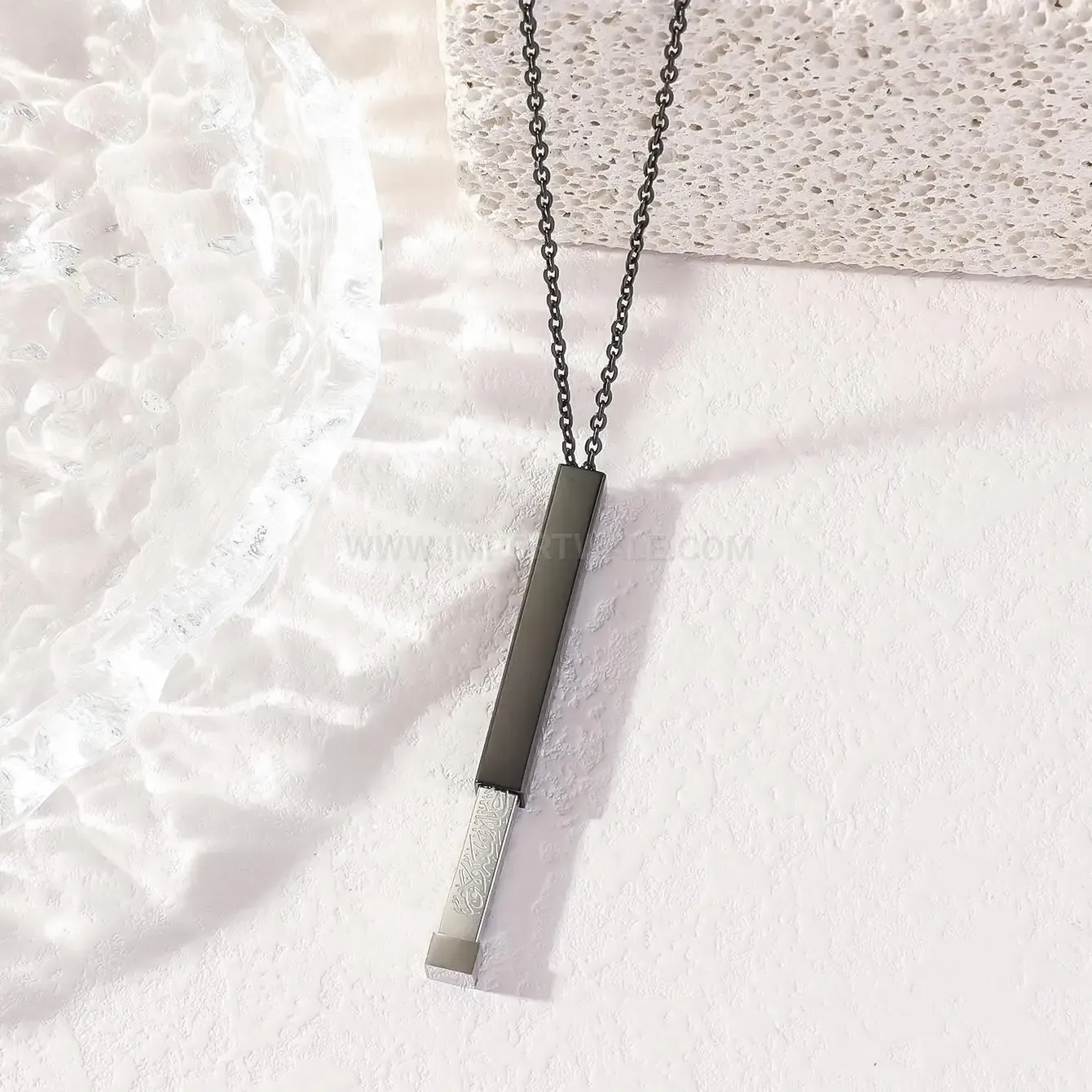 Modern Stainless Steel Ayatul Kursi Calligraphy Pendant Necklace