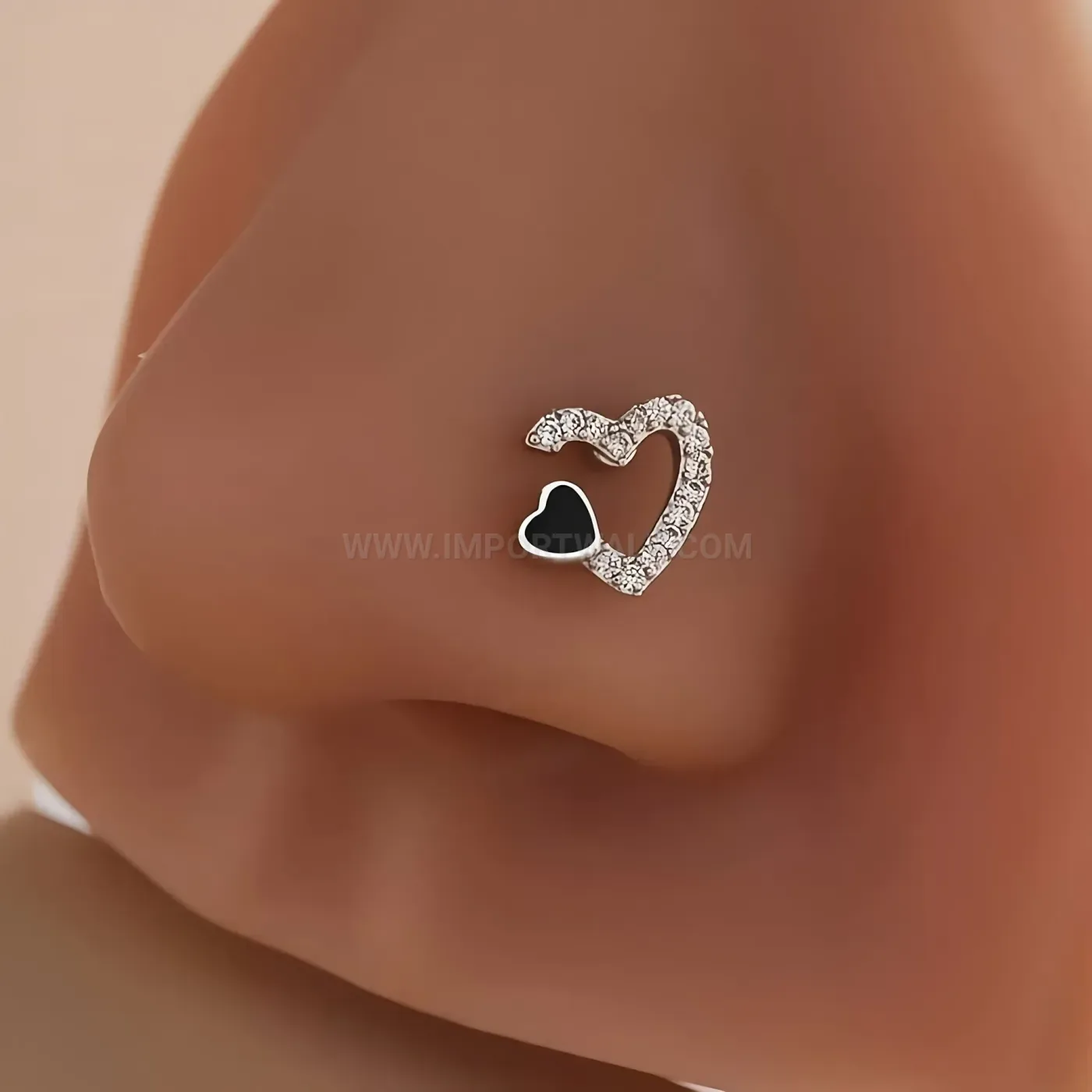 Classic Hollow Heart Rhinestone Stainless Steel Piercing Stud