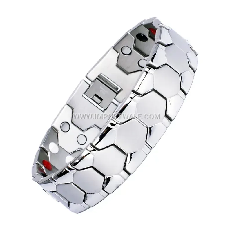 Men's Titanium Steel Spherical Link Magnetic Therapy Bracelet