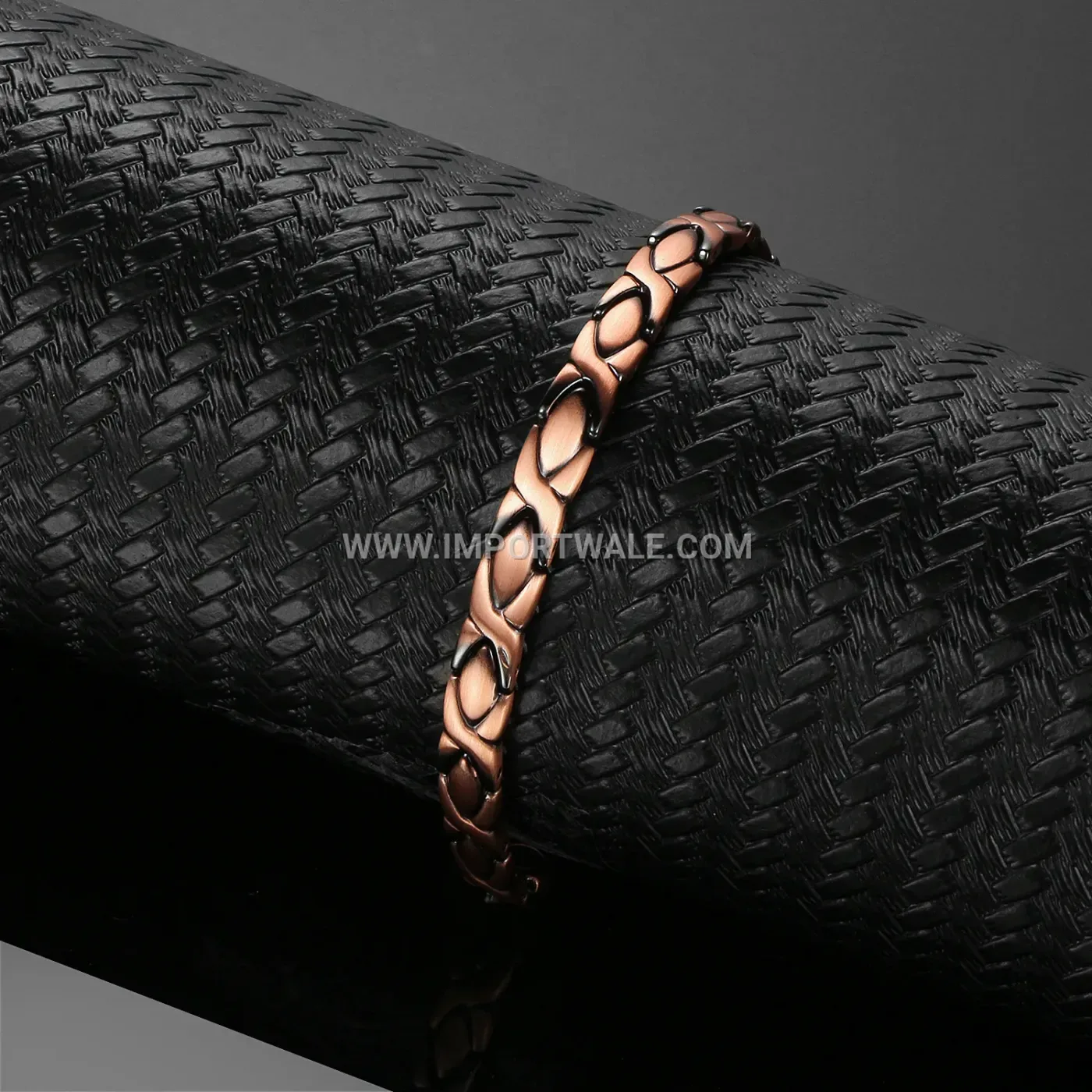 Polished Red Copper Bio Magnetic Rhombus Link Bracelet