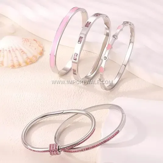 Heart Drip Oil Zircon Titanium Steel Bracelet Set