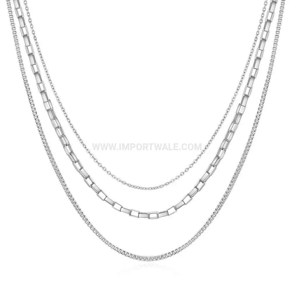 Layered Stainless Steel Alphabet Letter Pendant Necklace
