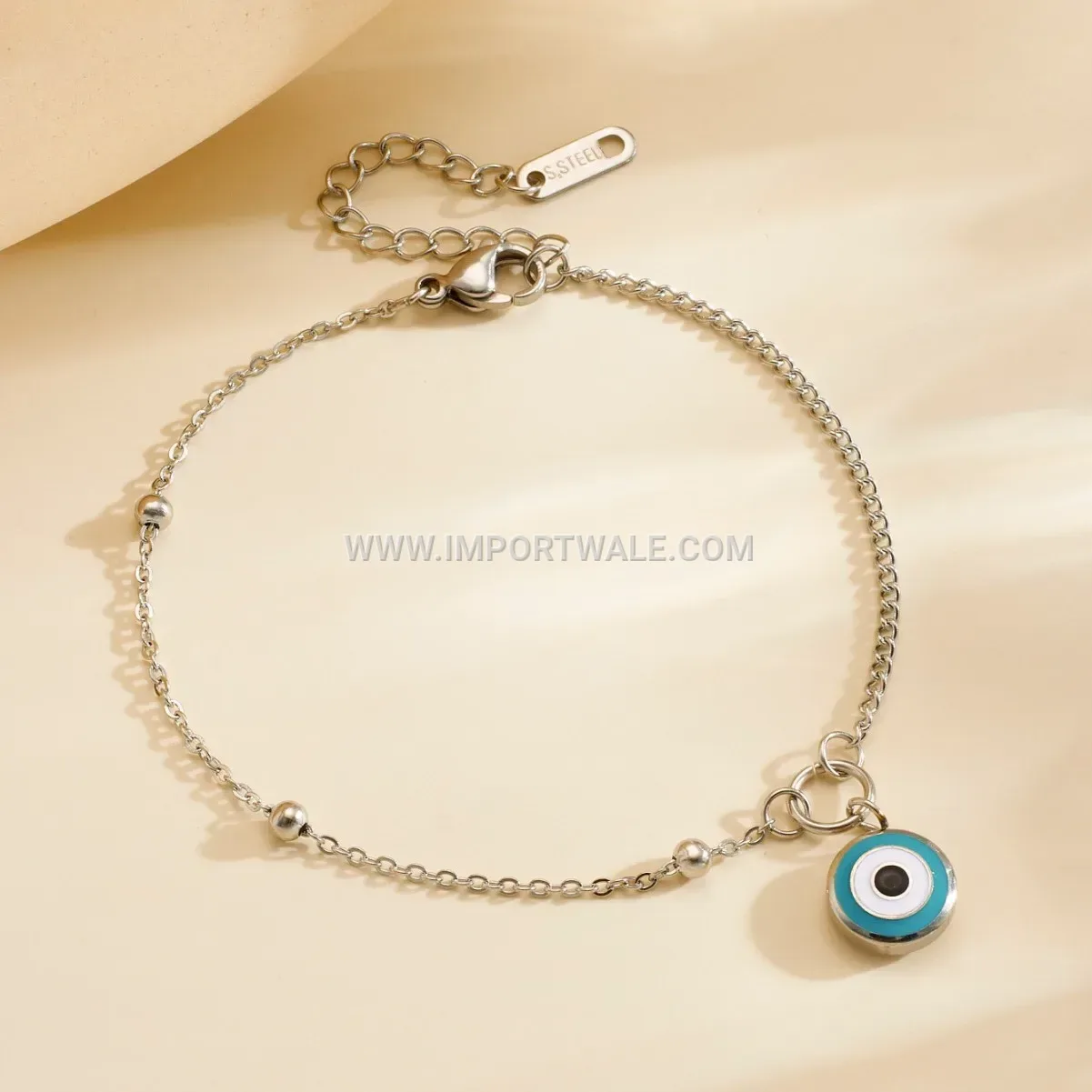 Stainless Steel Evil Eye Pendant Anklet