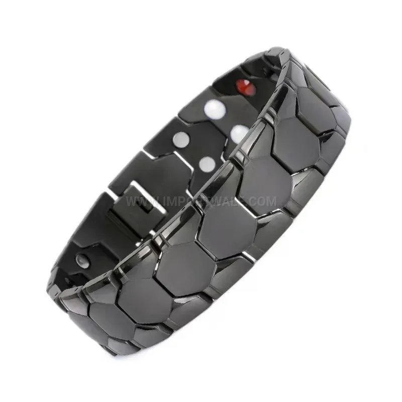 Premium Hexagonal Titanium Steel Magnetic Therapy Bracelet