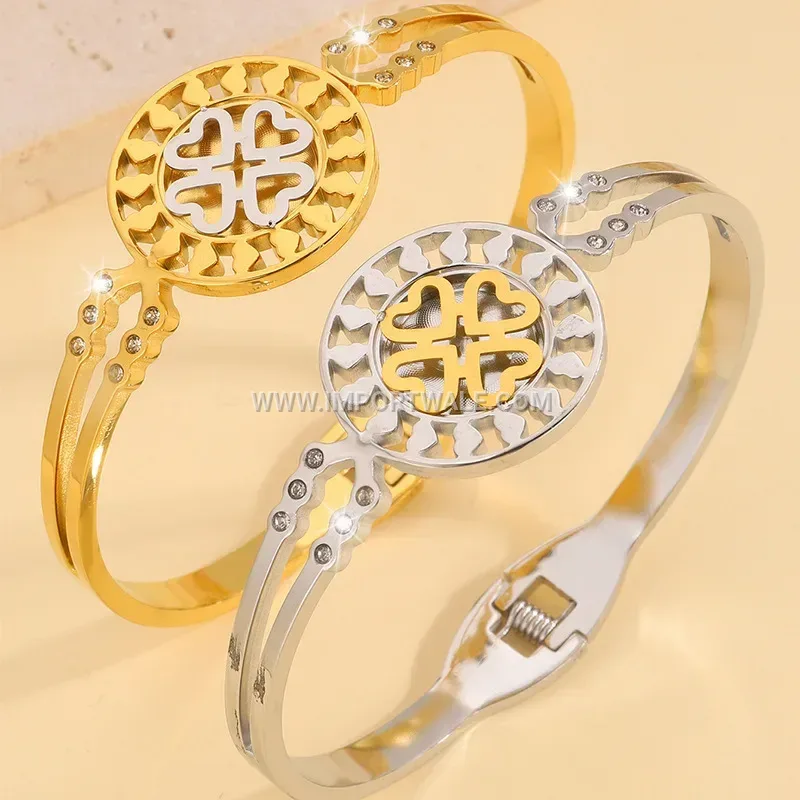 18K Gold Plated Titanium Steel Geometric Disc Bracelet
