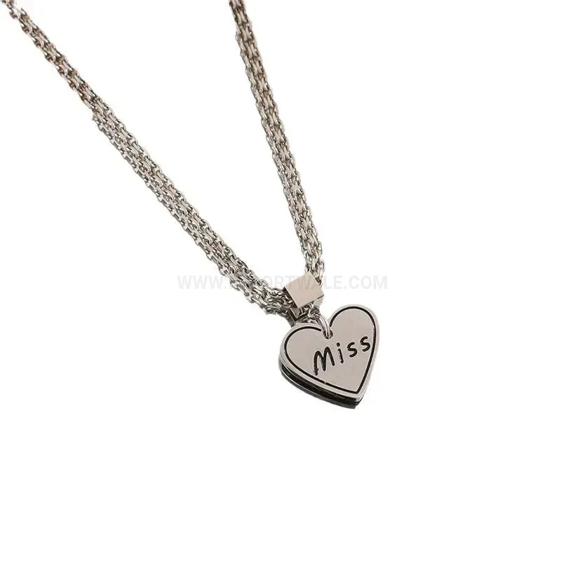 Fashion Vintage Heart Letter Pendant Titanium Steel Necklace