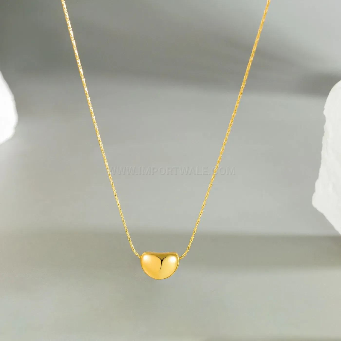 Elegant Minimalist Titanium Steel Love Bean Pendant Clavicle Necklace in Gold