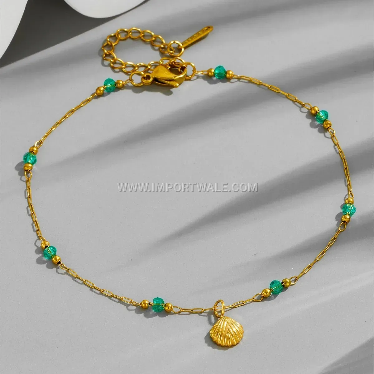 Green Shell Pendant Titanium Steel Anti Tarnish Anklet