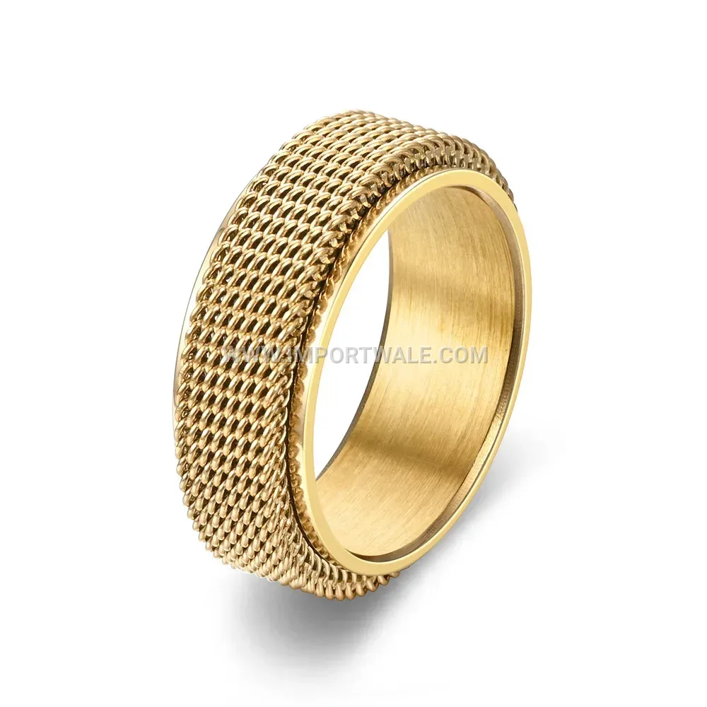 Woven Mesh Spinner Stainless Steel Band Ring