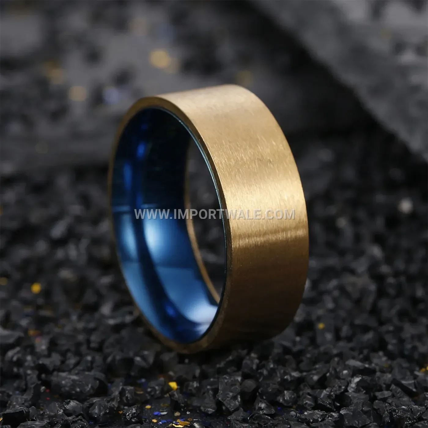 Two-Tone Brushed Stainless Steel Band Ring