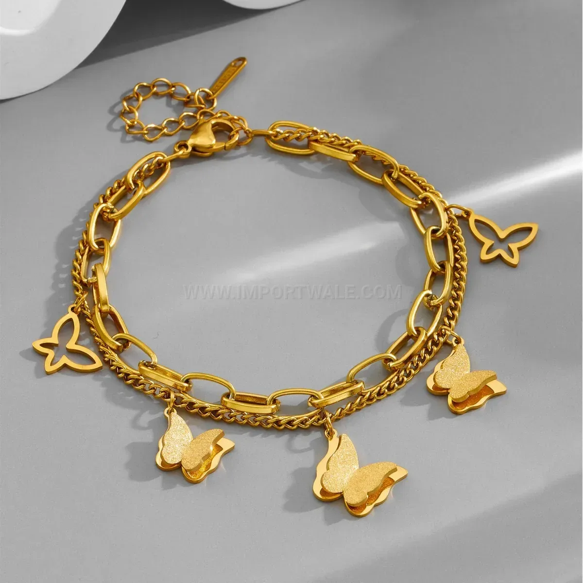Chic Double-Layer Titanium Steel Butterfly Bracelet