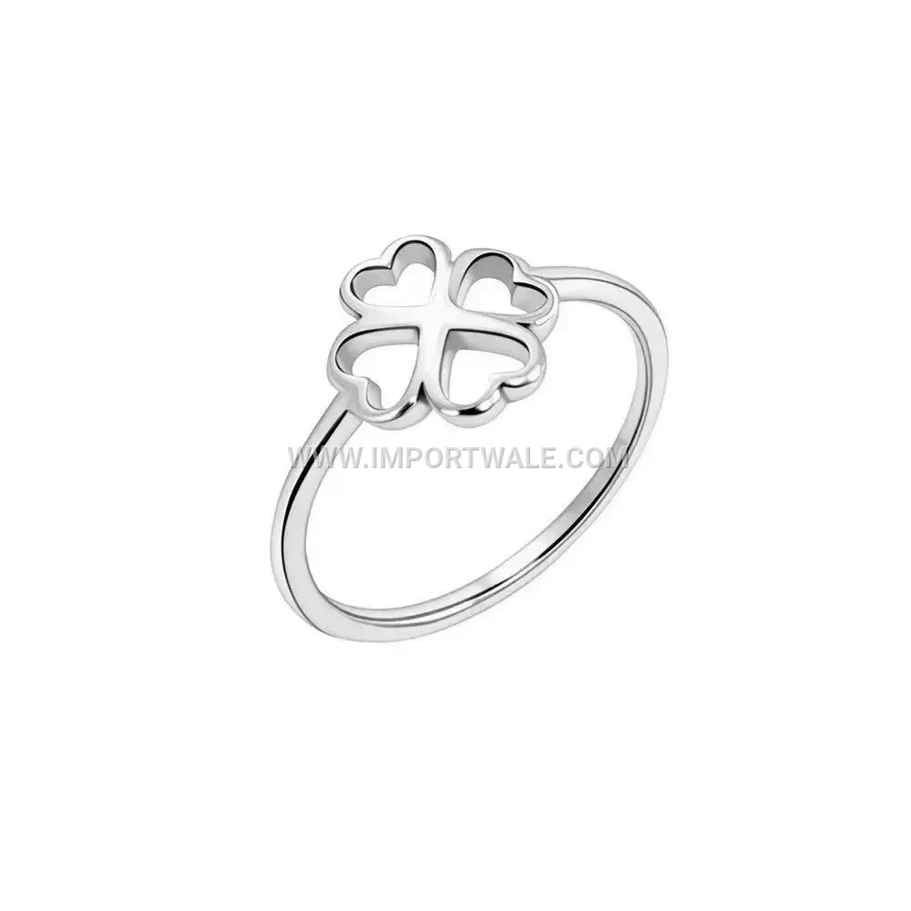 Laser Cut Four Leaf Clover Stainless Steel Statement Ring