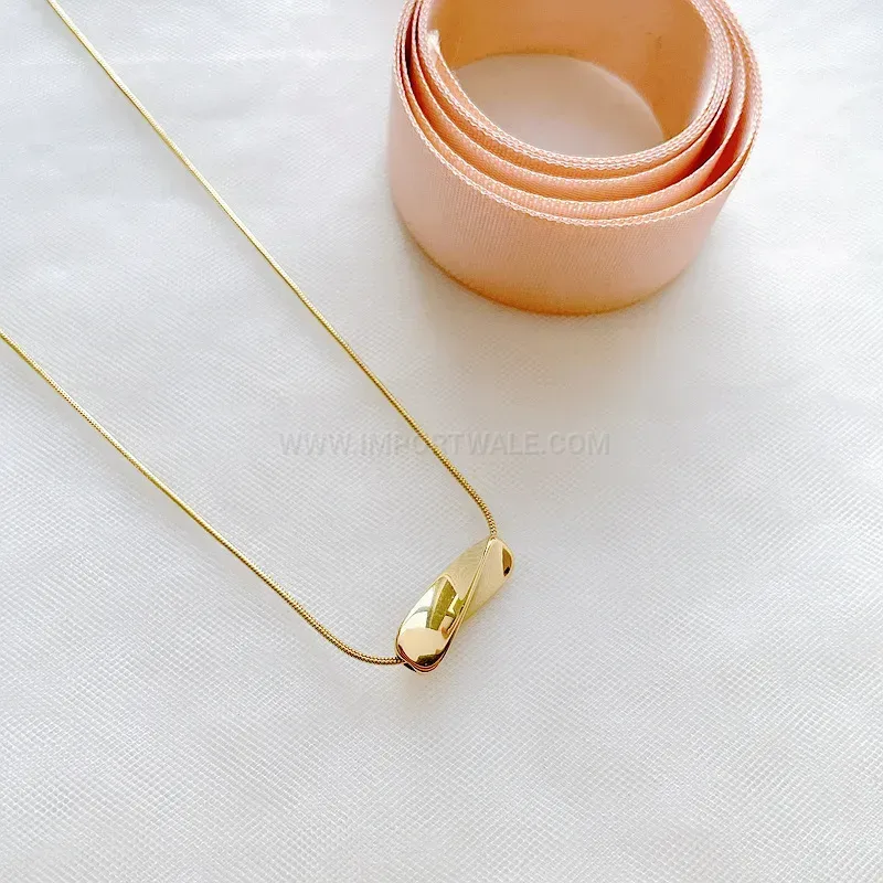 Trendy Minimalist Geometric Twisted Tube Snake Chain Necklace in Stainless Steel