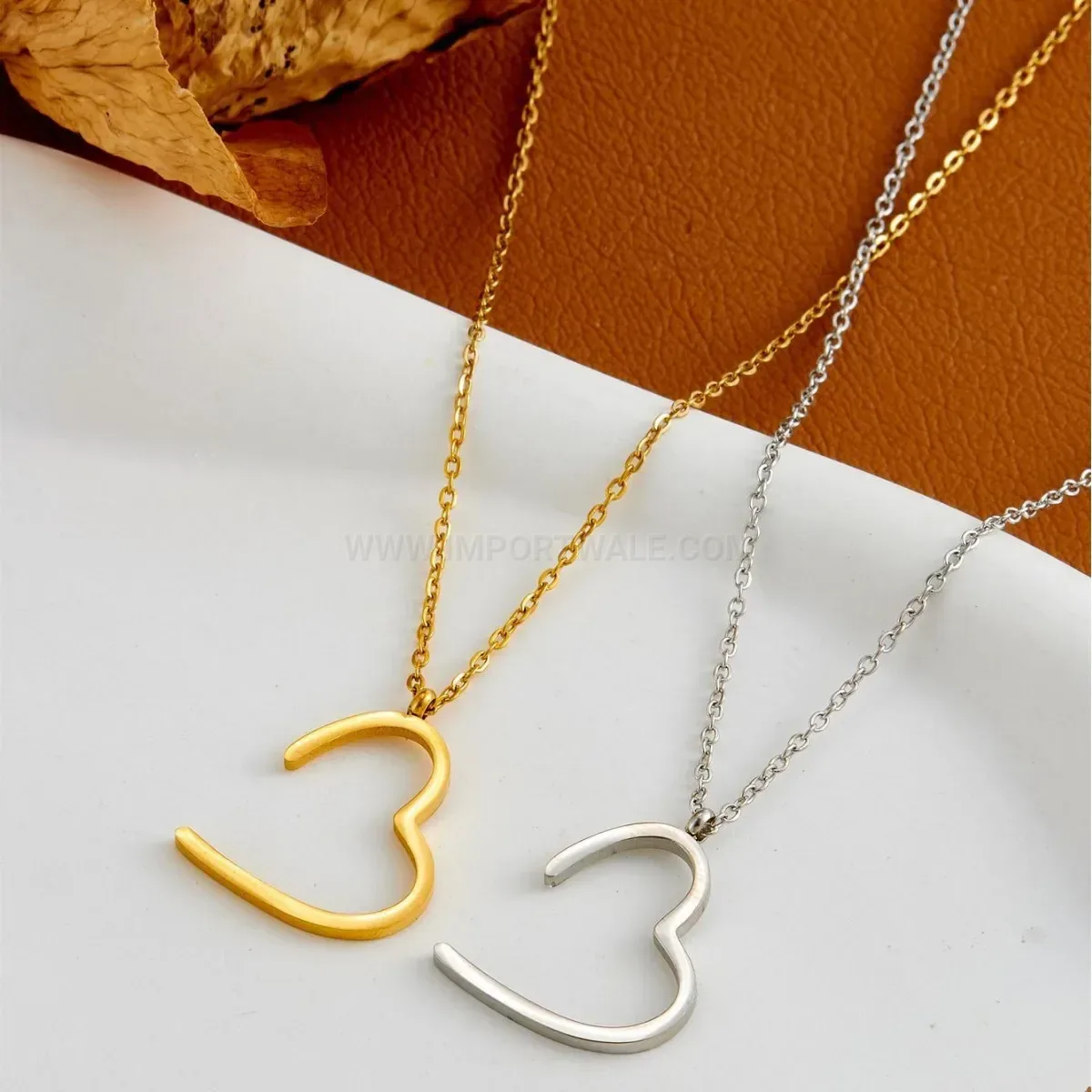 Premium Minimalist Stainless Steel Hollow Geometric Heart Pendant Necklace