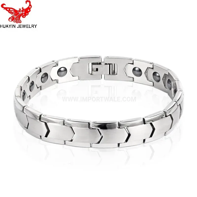Modern Elegantly Polished Titanium Hematite Bio Energy Bracelet