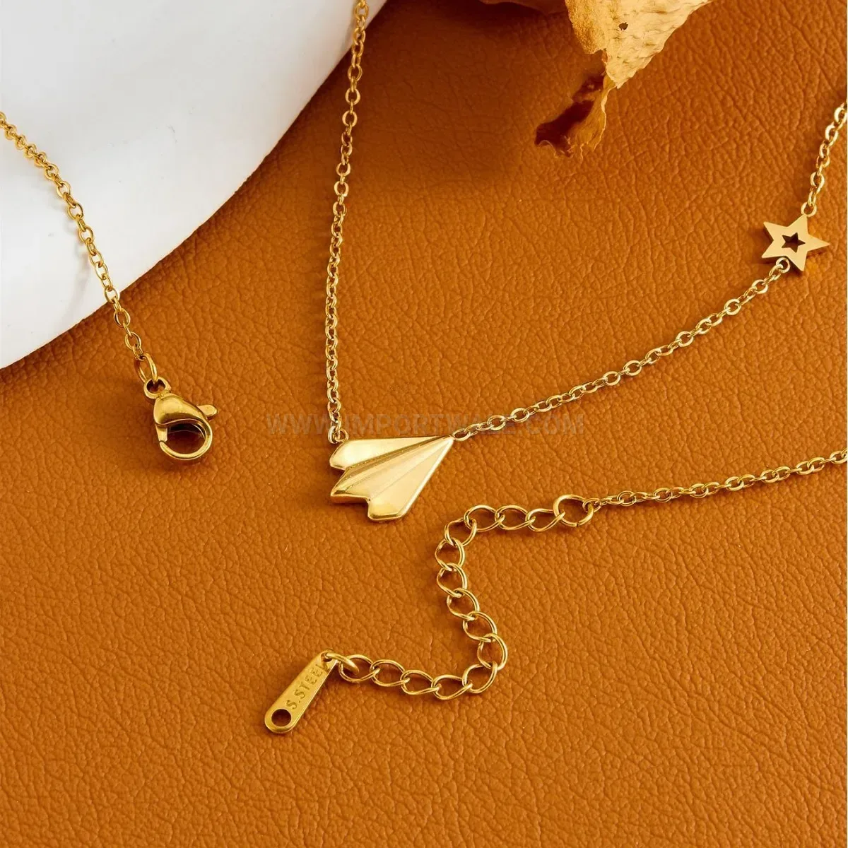 Classic Titanium Steel Airplane Charm Minimalist Chain Necklace