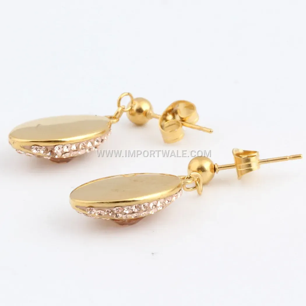 Rhinestone Oval Cat Eye Stainless Steel Stud Earrings