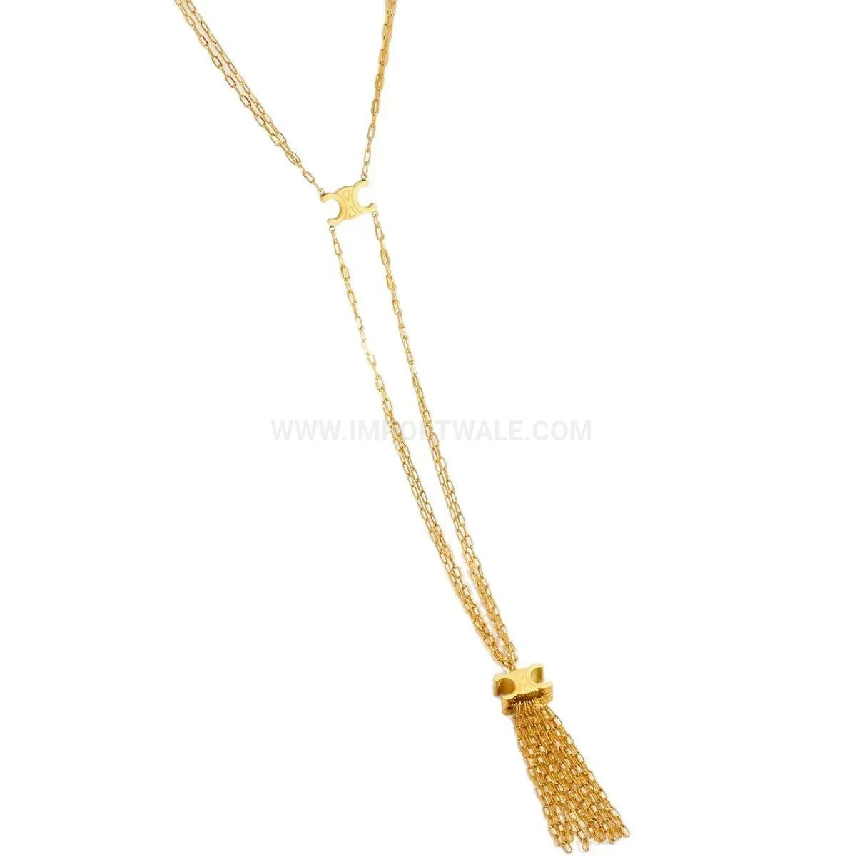 Chic Tassel X Shaped Pendant Titanium Steel Long Sweater Necklace