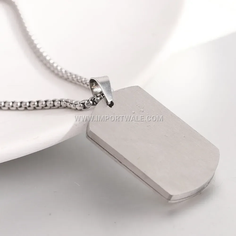 Geometric Stainless Steel Triple Military Tag Pendant Necklace for Men