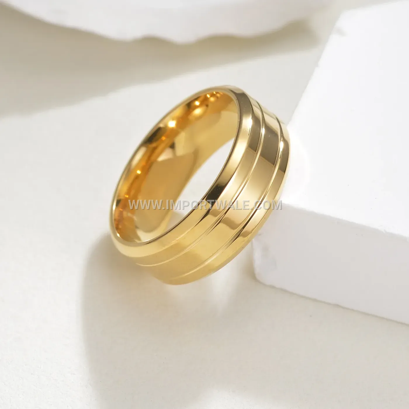 Minimalist 8mm Stainless Steel Geometric Band Ring