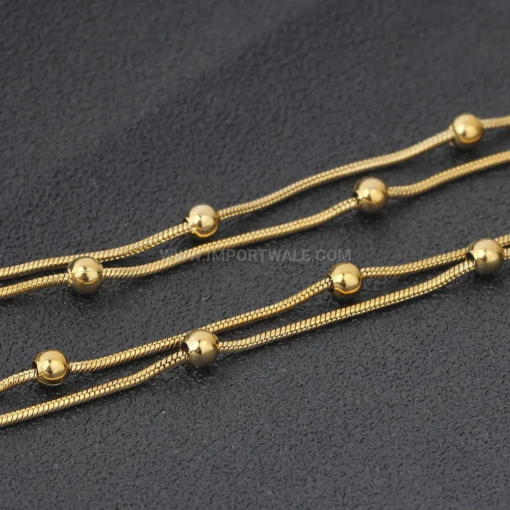 Classic Stainless Steel Round Bead Snake Chain Collar Necklace