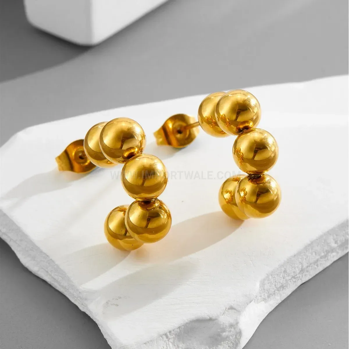 Sleek Titanium Steel Ball Drop Earrings